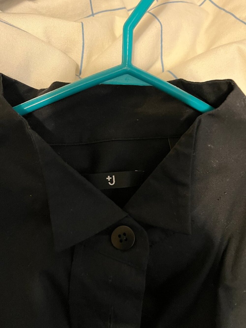 J+ Uniqlo Tuxedo shirt dress, black, size L